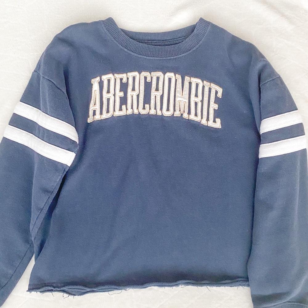 Abercrombie Navy Cropped Crewneck